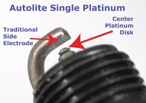 close up of a platinum tipped spark plug 