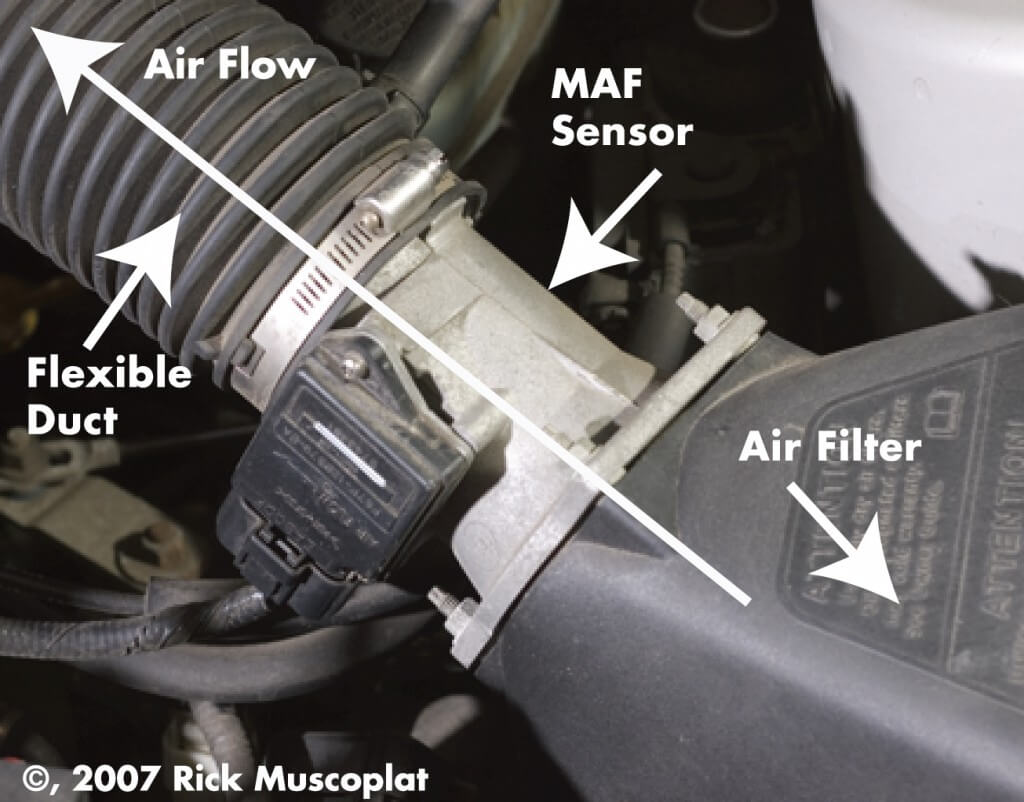 image showing location of MAF sensor