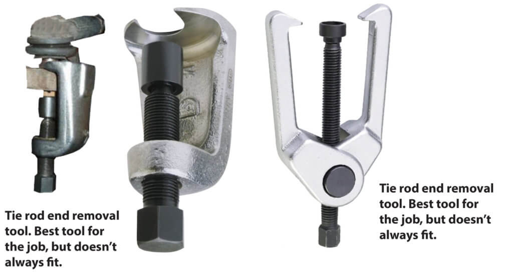 The embed shows two types of outer tie rod removal tools