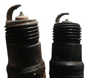 excessively worn spark plug that causes misfires