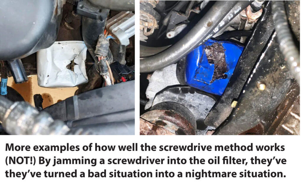 screwdriver in oil filter