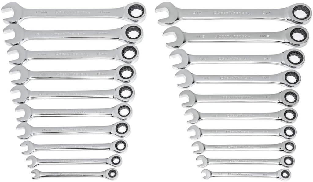 GEARWRENCH 20 Piece SAE/Metric Ratcheting Combination Wrench Set - 35720A-02 