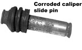 Corroded brake caliper slide pin