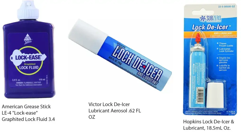 car lock deicer products from American Grease Stick, Victor lock deicer and Hopkins lock deicer