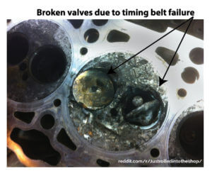 broken valves from timing belt