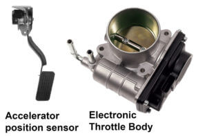 fly by wire accelerator pedal and electronic throttle body