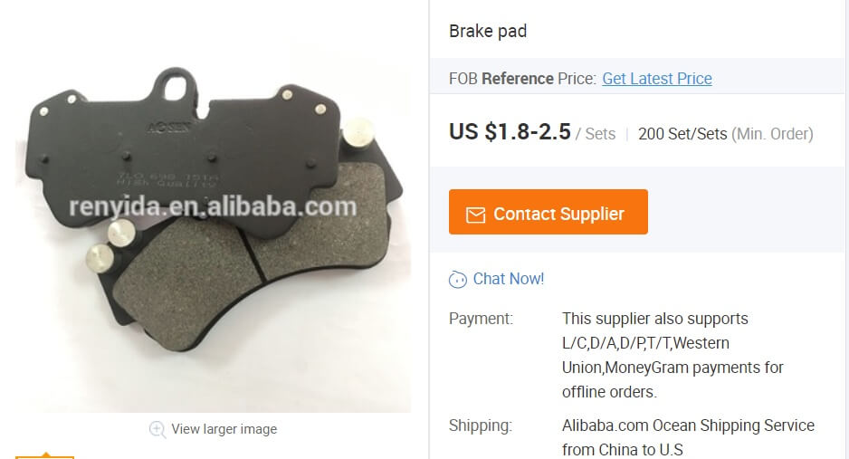 brake pads from Alibaba