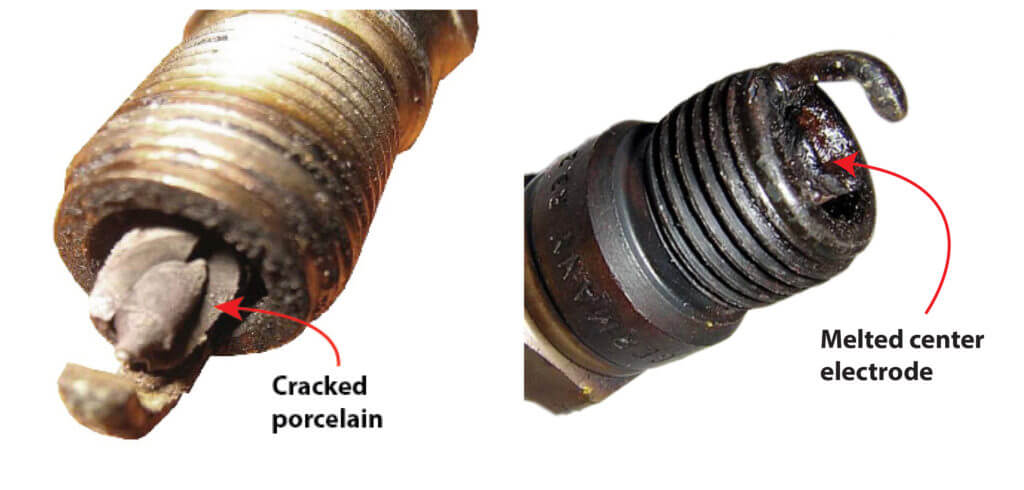 spark plug damage from preigition
