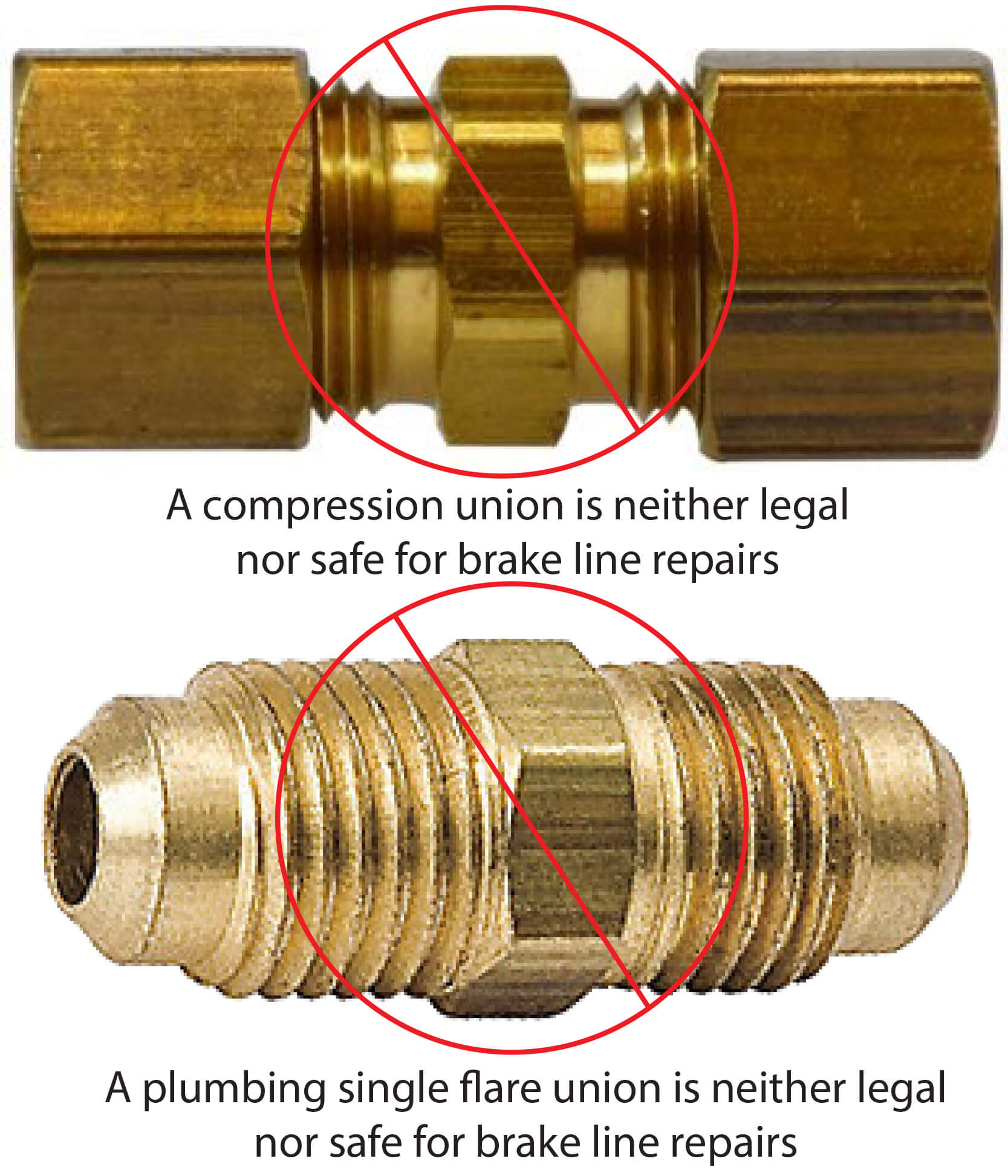 compression unions are illegal for brake line repairs