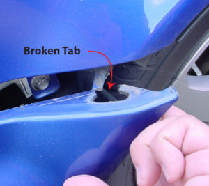 broken bumper tab