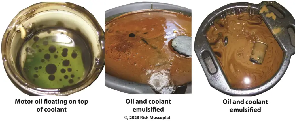 Images of oil and coolant mixing together