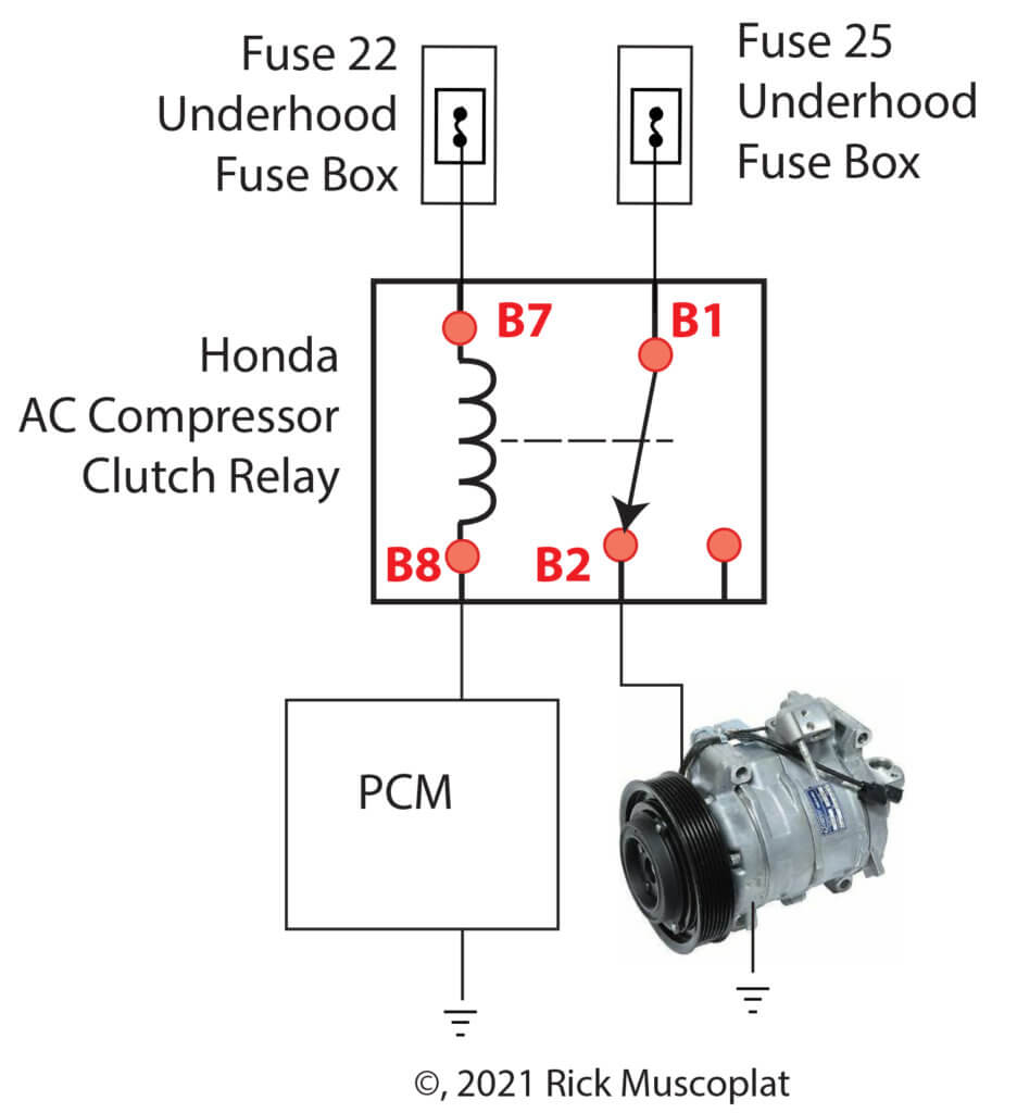 Honda AC compressor clutch relay wiring diagram