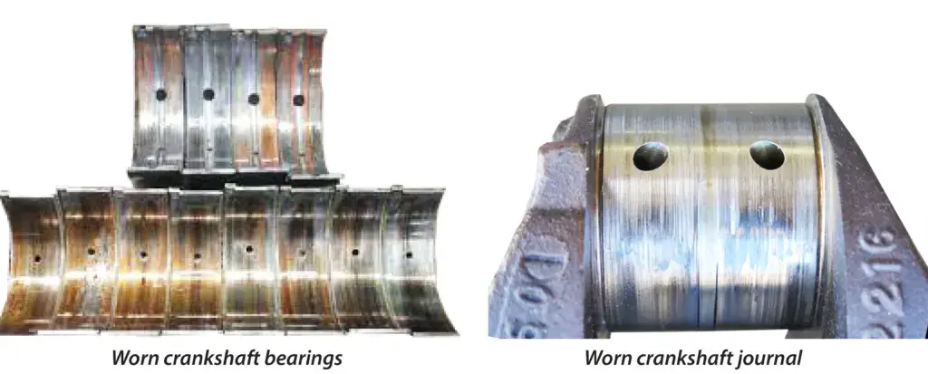worn crankshaft bearings and journal