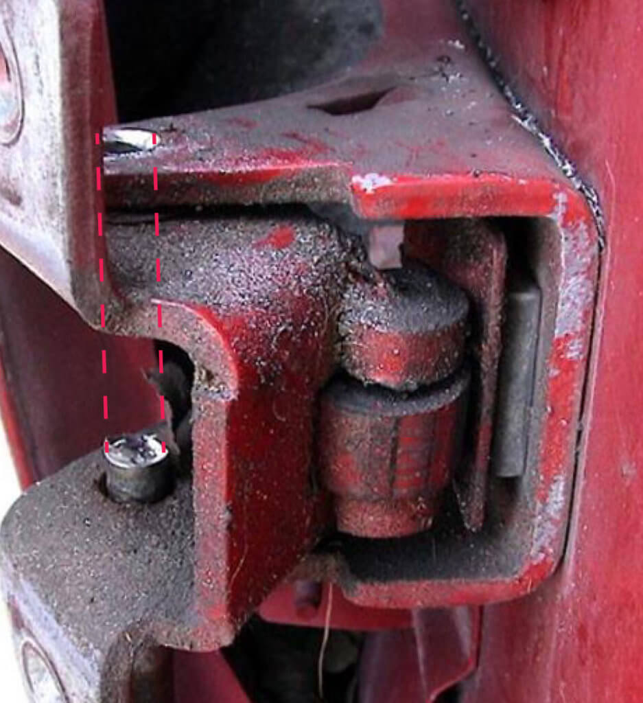 broken car door hinge pin