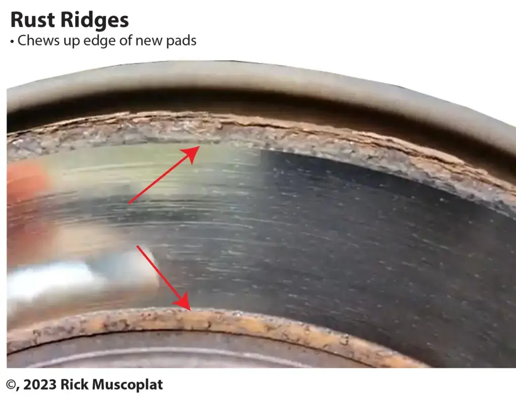 Rust ridges on rotor