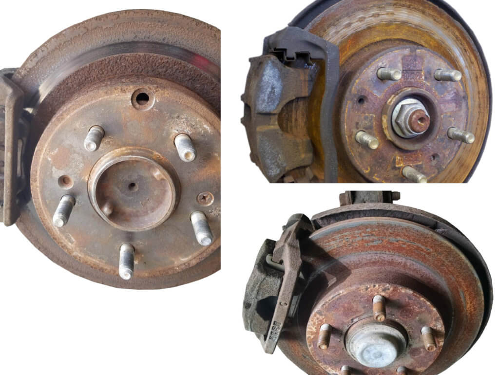 Severely rusted brake rotors