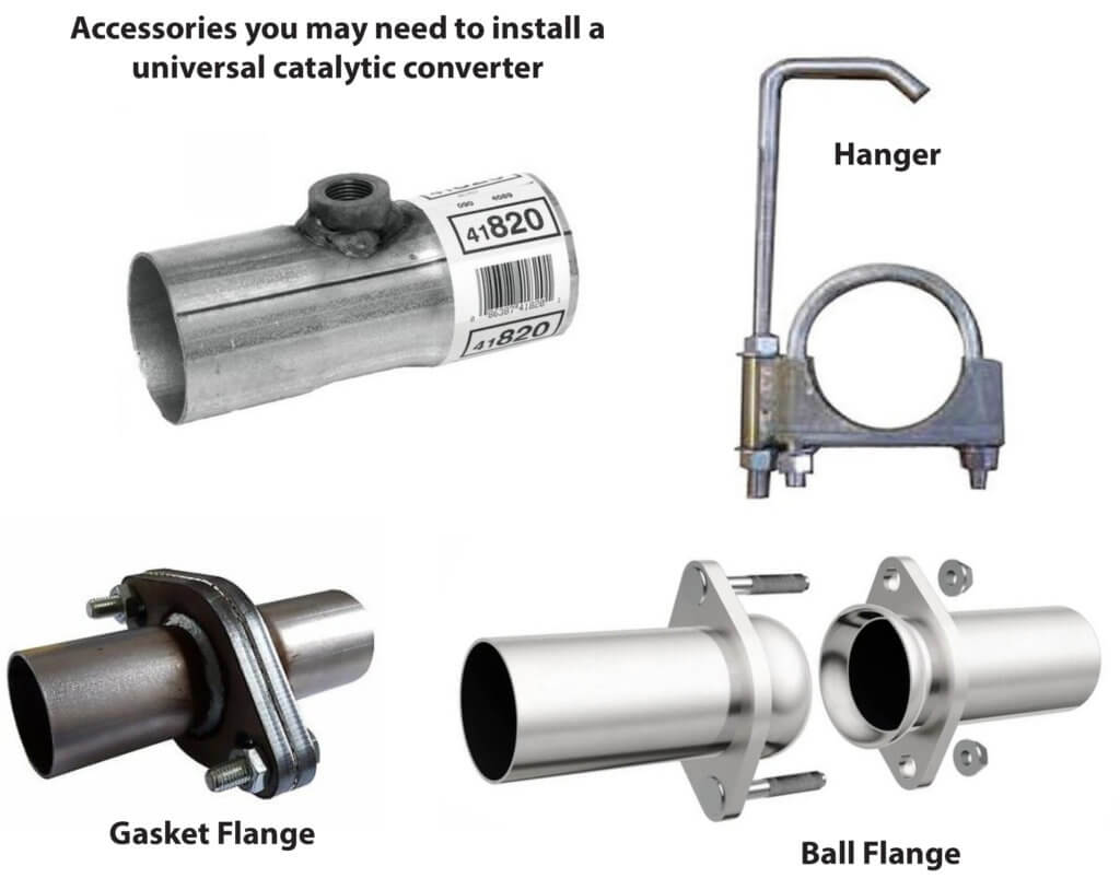 Accessories parts needed to install a universal fit catalytic converter