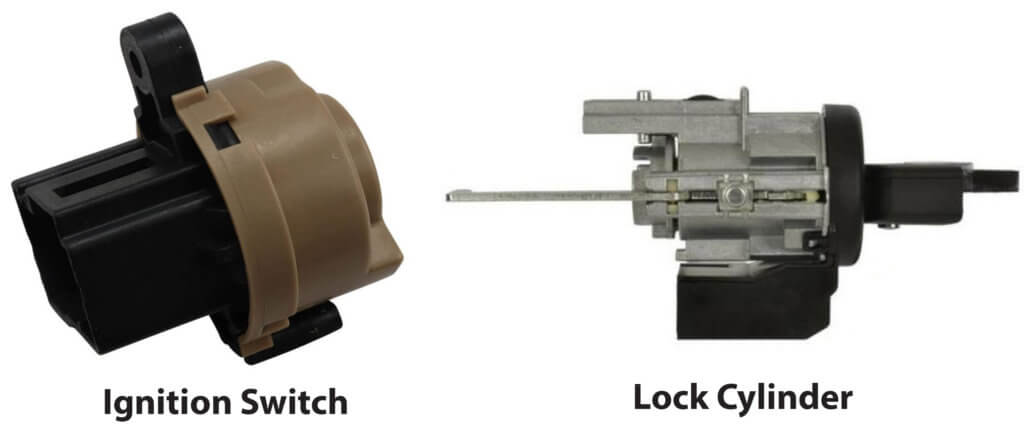 image of ignition switch and a lock cylinder