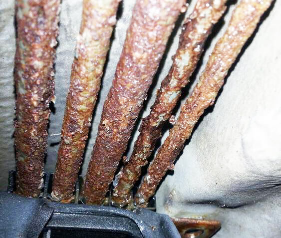 image of multiple rusted brake lines