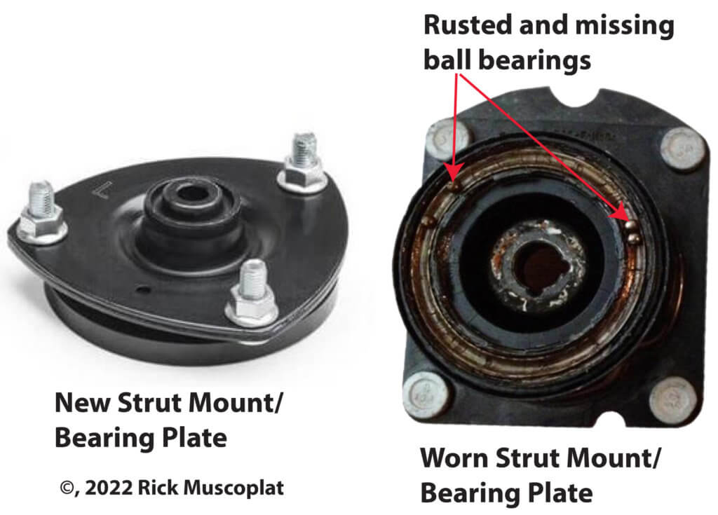 new and old strut mount and bearing plate