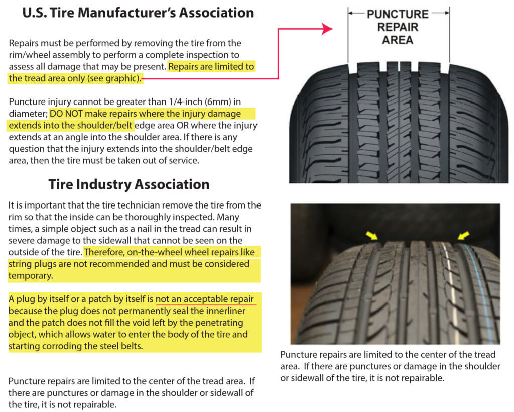 tire repair guidelines