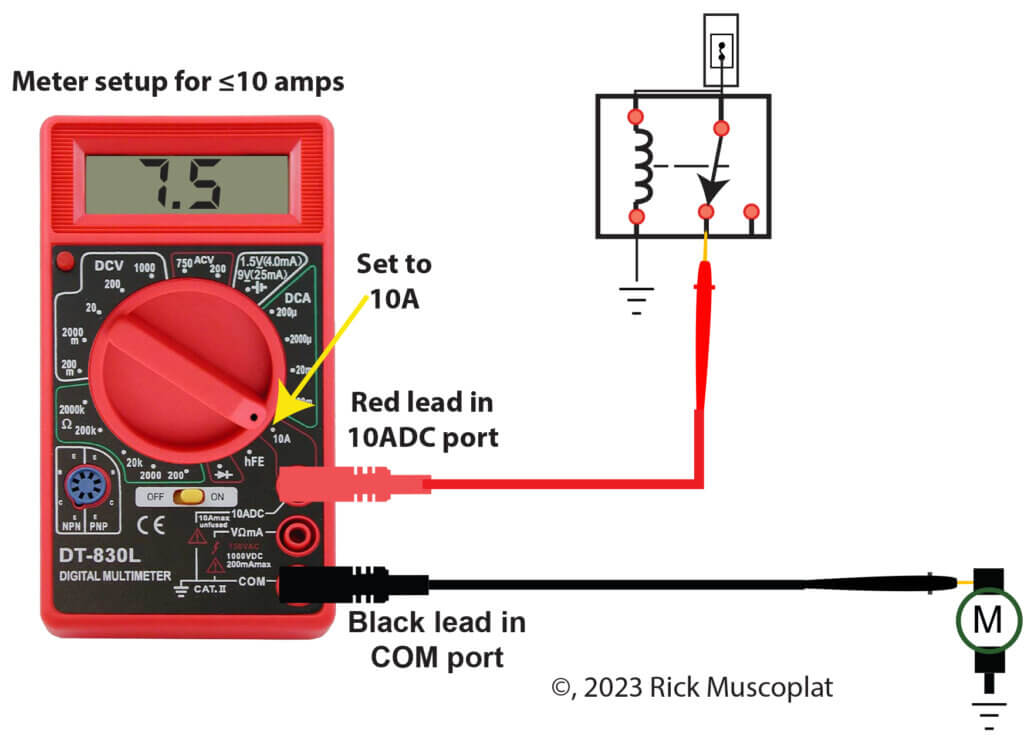 use multimeter to read current draw