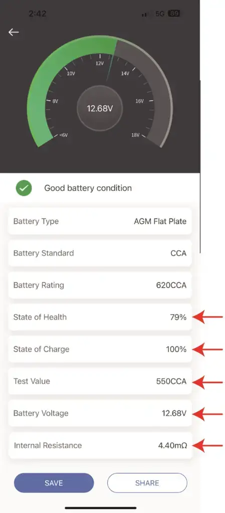 battery test results
