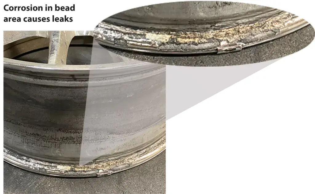 rim corrosion in bead area