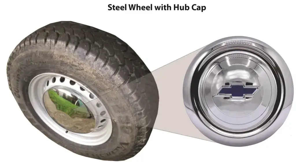 steel wheel with hub cap
