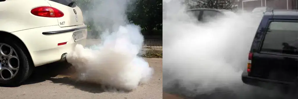 images of white smoke from exhaust head gasket failure