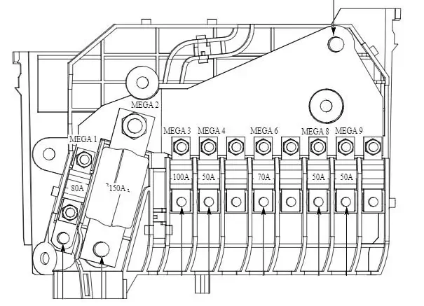 2014 Ford Focus High current battery junction box