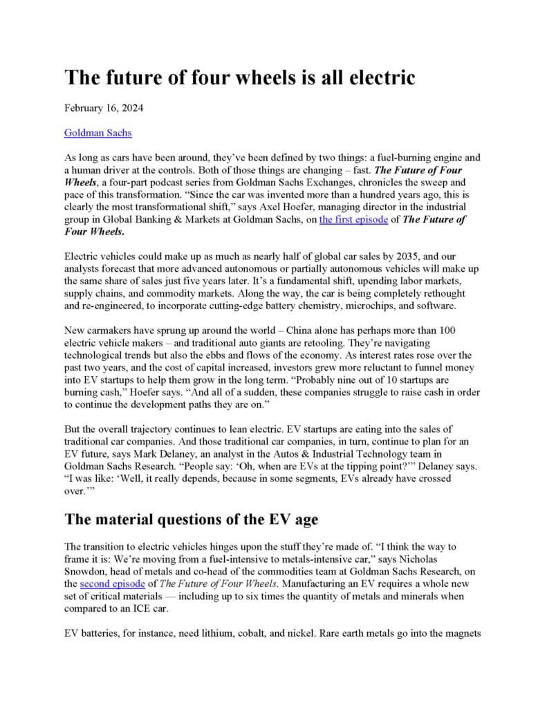 he future of four wheels is all electric