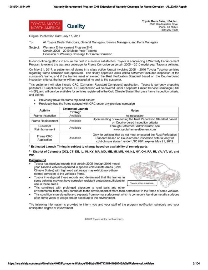 this image shows a copy of the Toyota Tundra Warranty Extension