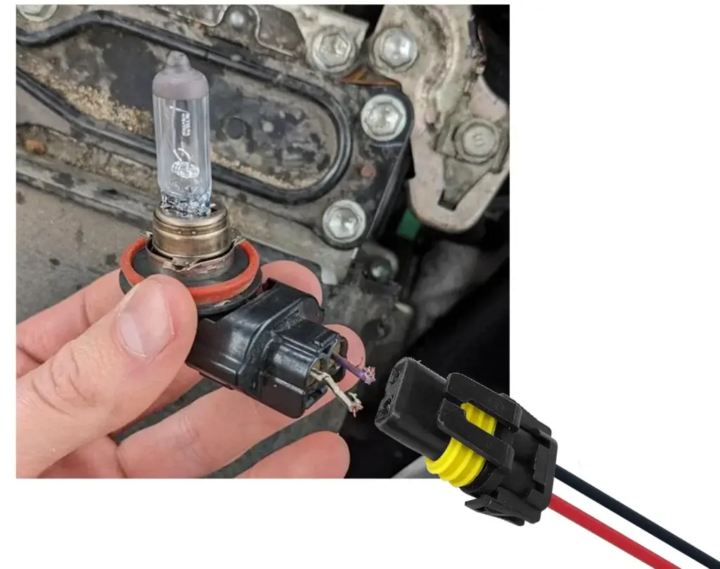 This image shows a replacement pigtail for a headlight