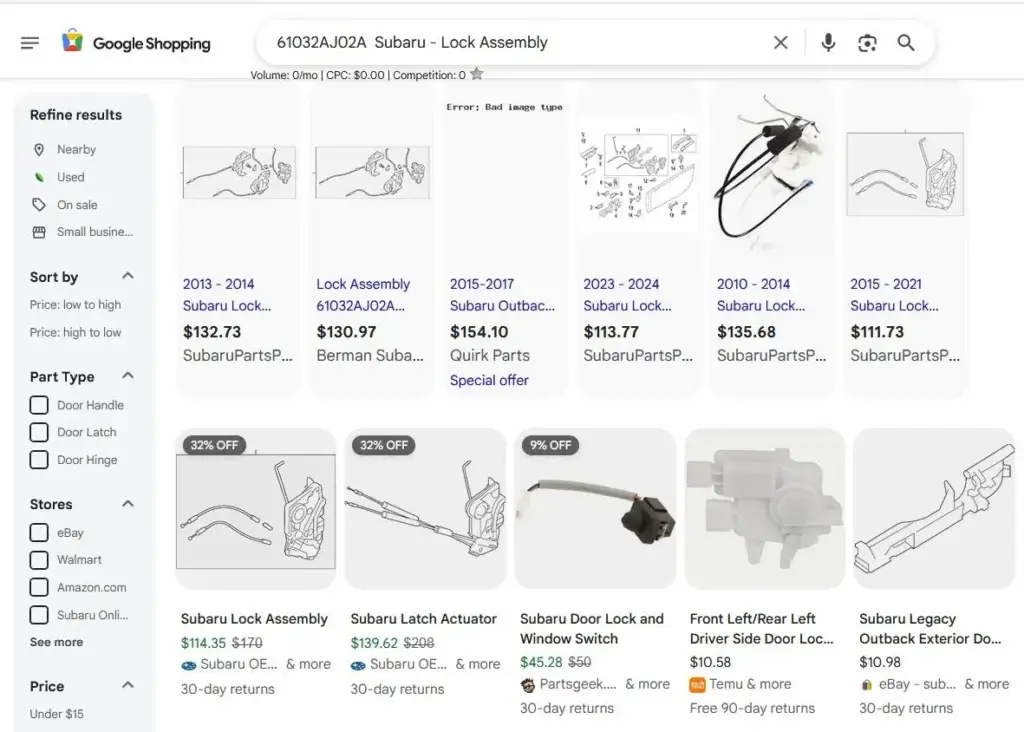 this image shows how to find discount auto part using google
