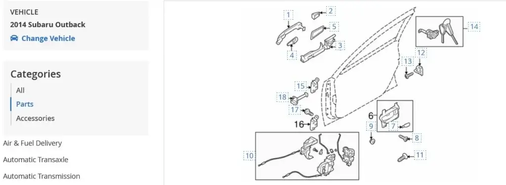 This image shows a subaru parts diagram