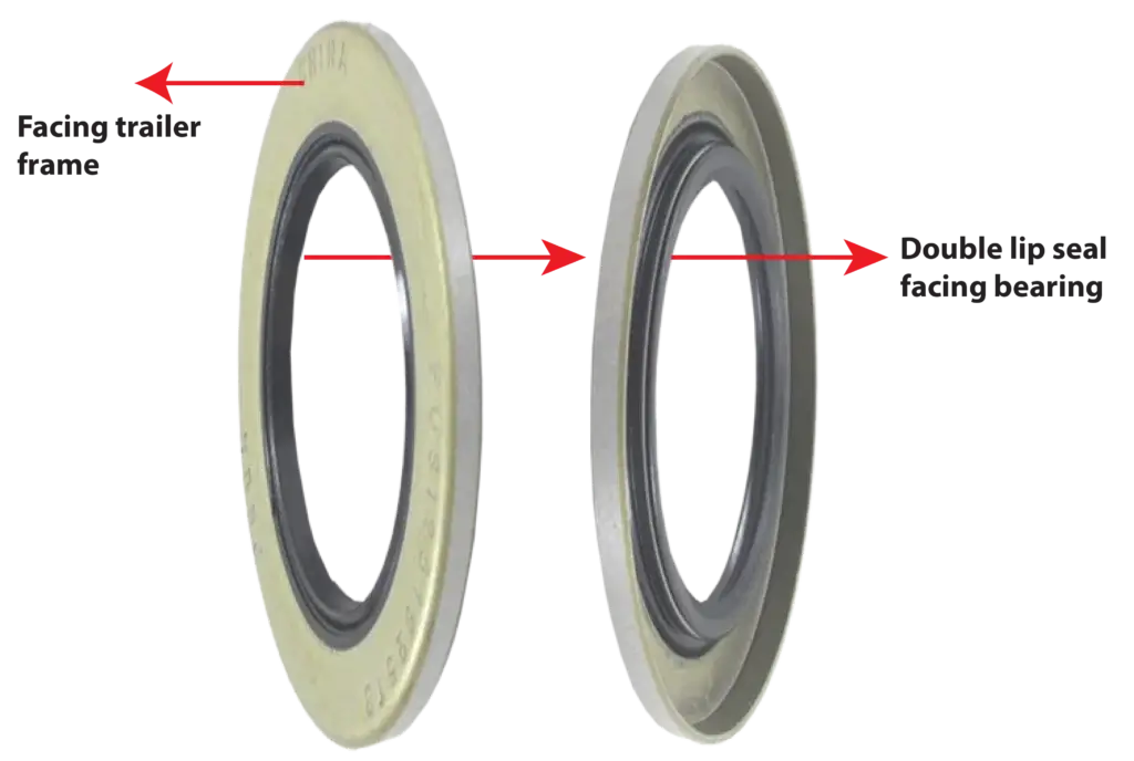 This image shows the orientation of trailer bearing grease seals