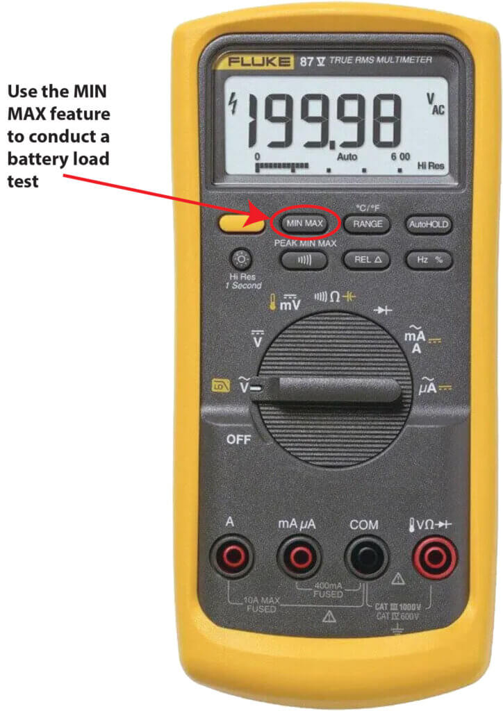 This image shows a multimeter with the MIN MAX function
