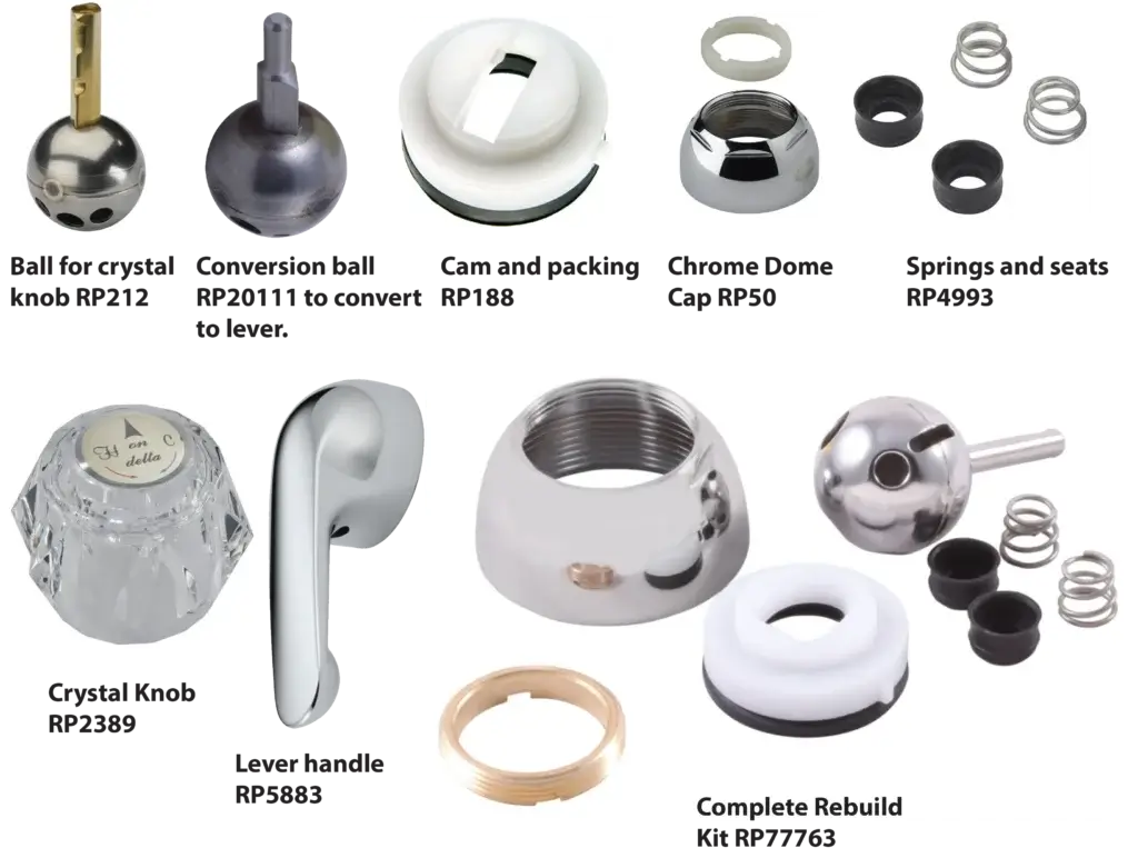 this image shows the part numbers for a delta 600 series shower valve