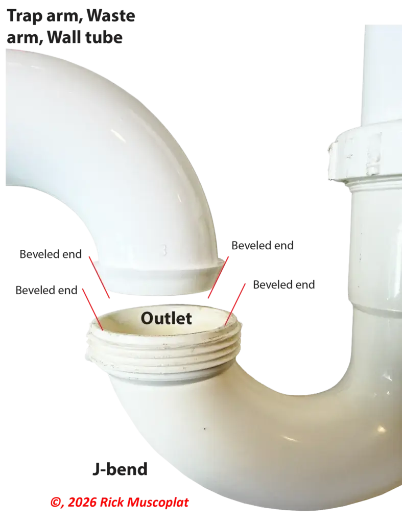 This image shows how the trap arm connects to the P trap