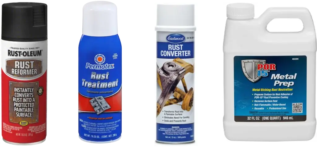 This image shows the most popular rust converter products for fixing rust