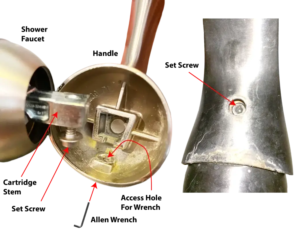 This image shows the set screw used in single handle faucets