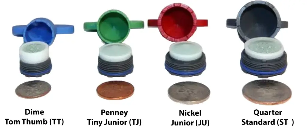 This image shows the different sizes of cache aerators