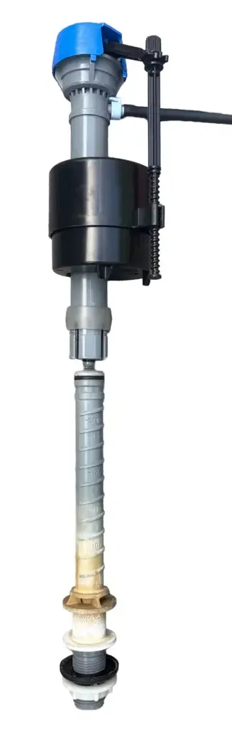 this image show a new fluidmaster fill valve on an old shank