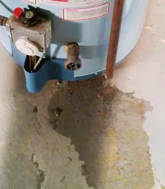 this image shows a leaking water heater relief valve