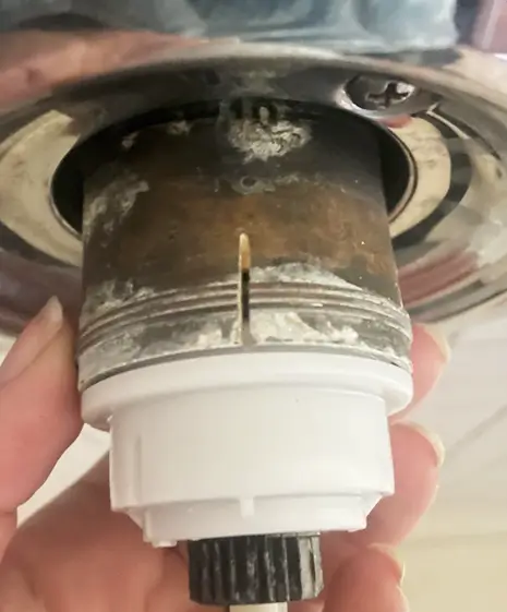 this image shows a damaged delta valve
