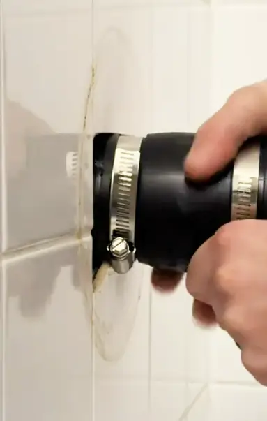 This image shows a ferco coupling connected to a delta bonnet nut